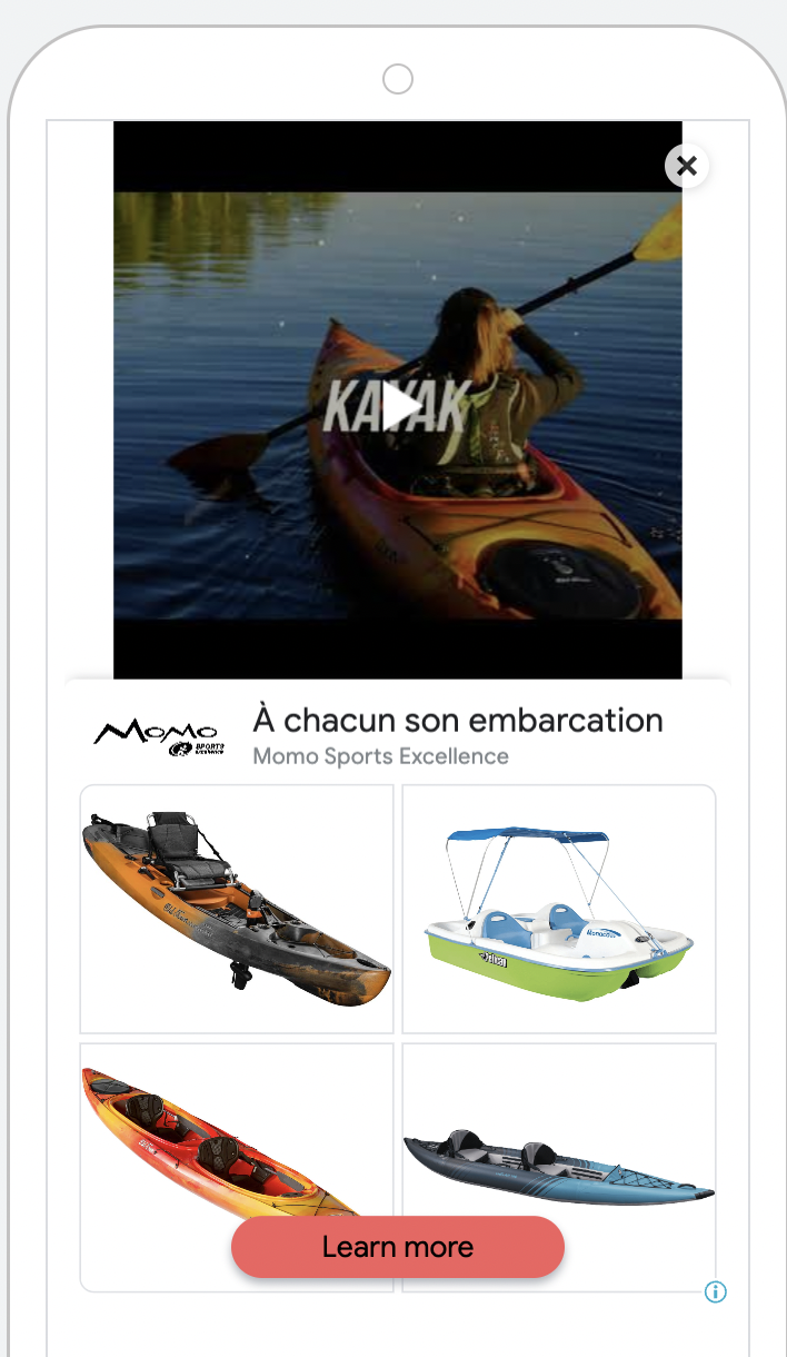 Exemple de campagne Performance Max Google Ads pour notre client Momo Sports